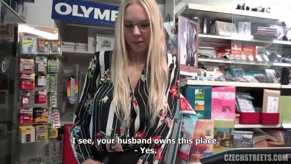 1000px x 563px - POV anal sex with nerdy blonde at the public store - big natural tits -  Sunporno.com