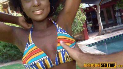 Perfect Black Babe Outdoor White Cock BJ and Anal ATM Cum Swallow - txxx.com