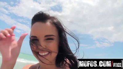 Dillion Harper's first anal tryout - POV beach action with small tits & facial cumshot - sexu.com