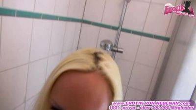 German blonde girlfriend make amateur anal POV in shower - hotmovs.com - Germany
