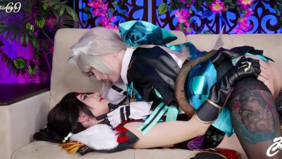 Genshin Impact Cosplay Anal: Lynette & Beidou Take Big Dildos in Their Asses - porntry.com
