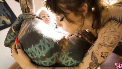 Eden Ivy - Anuskatzz - Hardcore Tattoo Lesbians - Anuskatzz and Eden Ivy Rough Anal Fucking, Squirting, ATM Action - porntry.com - Britain