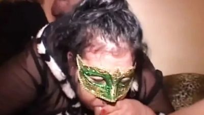 Fat Mature BBW Anal Orgy - Masked Brunette Takes Double Penetration & Cumshot - xxxfiles.com - Italy